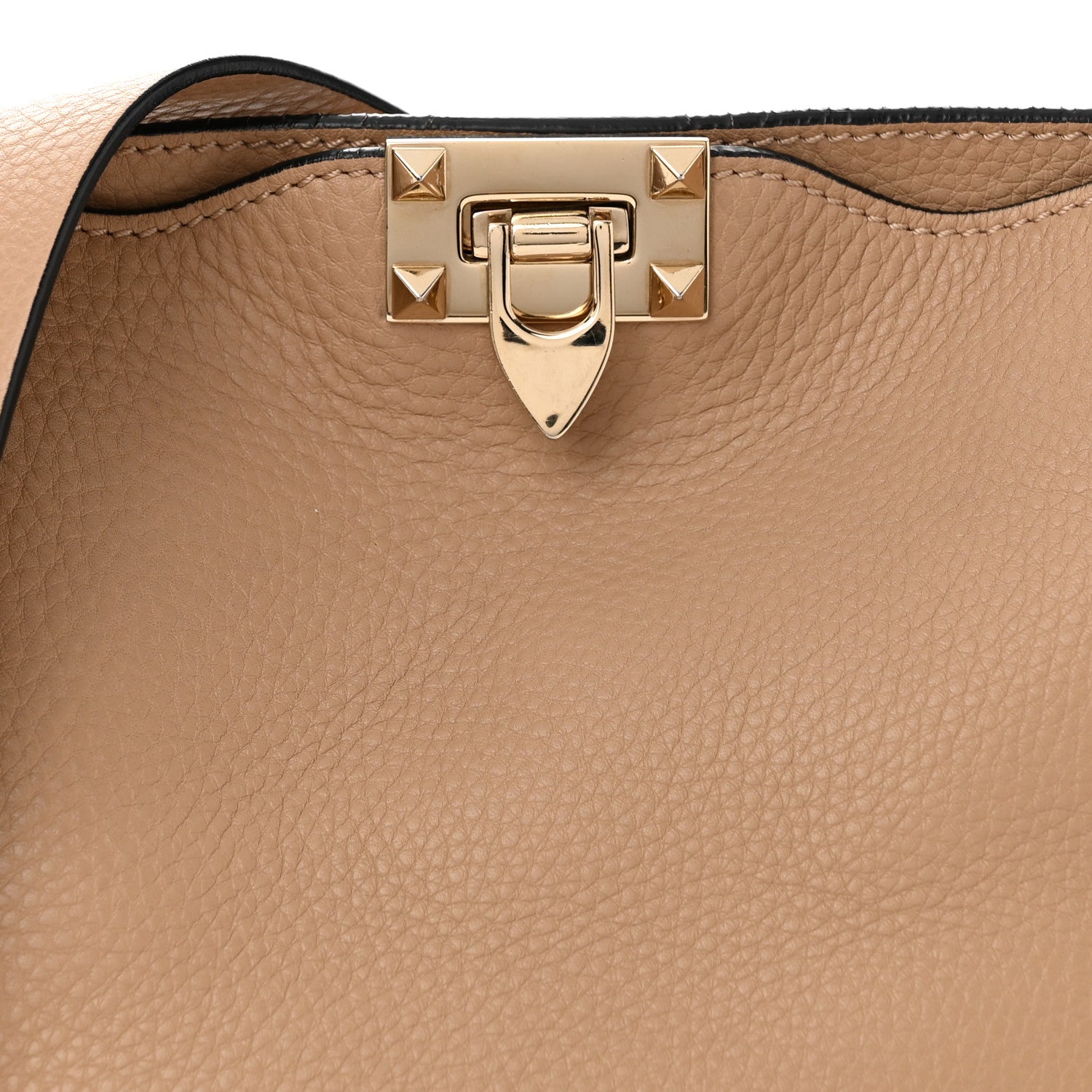 Valentino Garavani Pebbled Calfskin Small Rockstud Flip-Lock Messenger Bag Beige 7 of 11