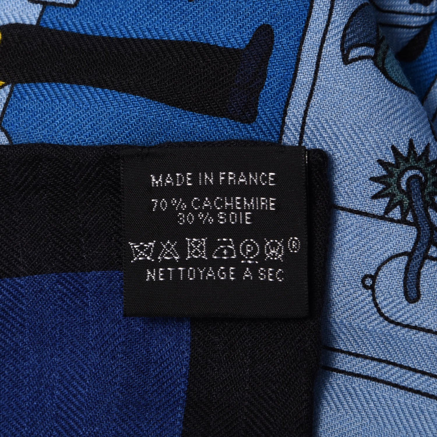 Hermes Cashmere Silk La Maison des Carres Shawl 140 Bleu Nuit Ciel Orange 5 of 5