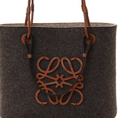 Loewe Felt Calfskin Small Anagram Square Basket Tote Brown Tan 8 of 10