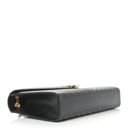 Saint Laurent Grain De Poudre Matelasse Chevron Large Monogram Satchel Black 3 of 10