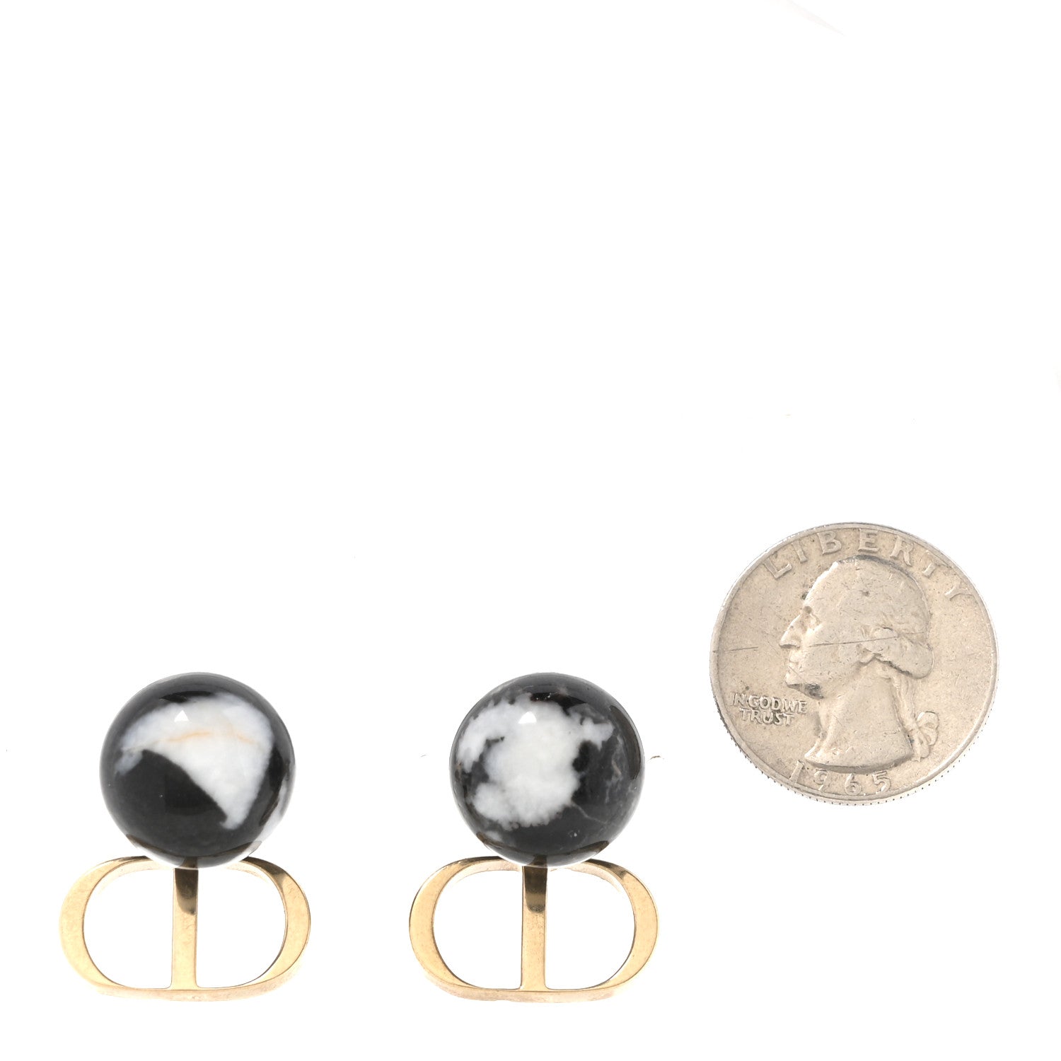 Christian Dior Marble CD Tribal Earrings Black 2 of 5