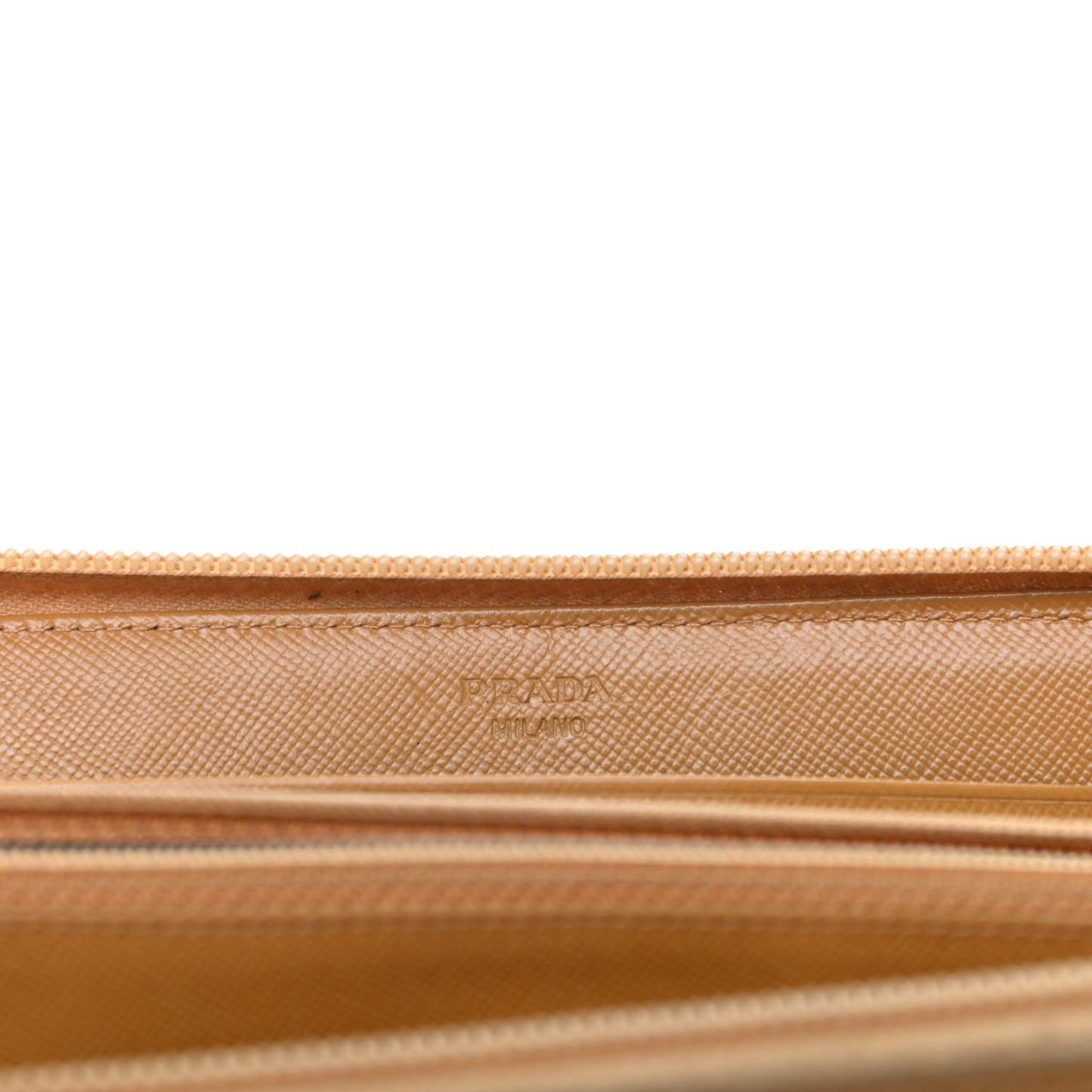 Saffiano Triangle Zip Around Wallet Gold Miele