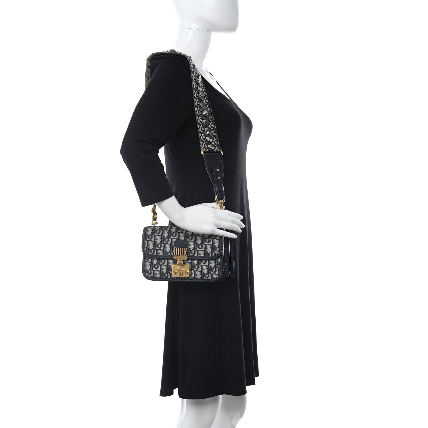 Christian Dior Oblique Small DiorAddict Flap Bag Navy Blue 2 of 11
