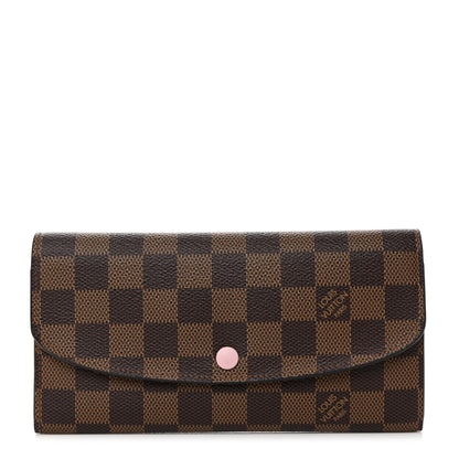Louis Vuitton Damier Ebene Emilie Wallet Rose Ballerine 1 of 7