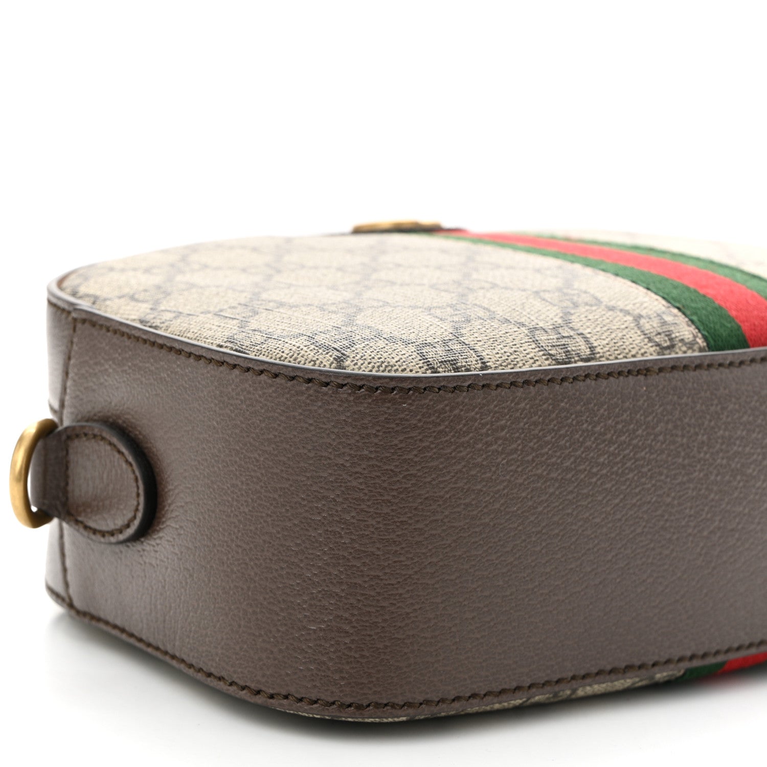 Gucci GG Supreme Monogram Textured Dollar Calfskin Web Ophidia Wristlet Shoulder Bag Beige Ebony New Acero 9 of 10