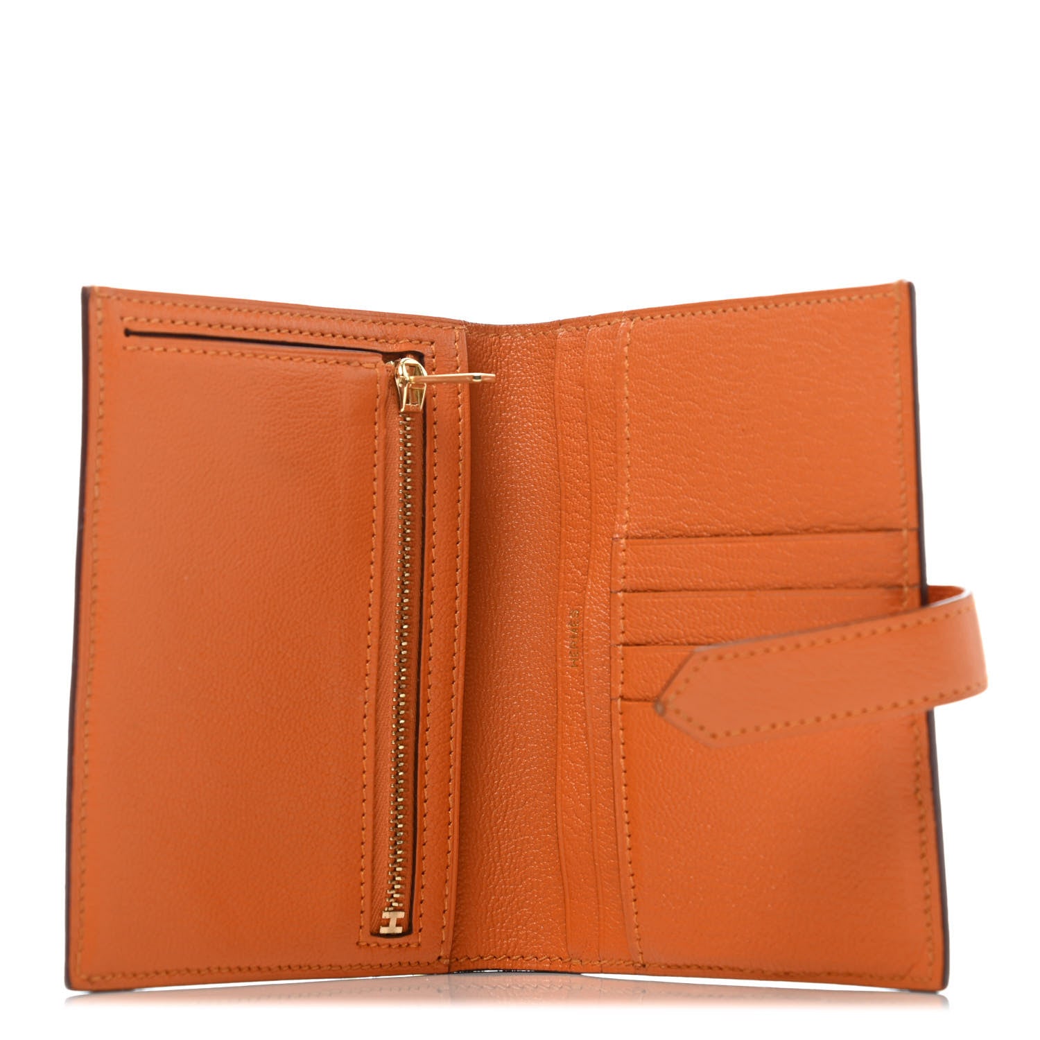 Hermes Chevre Mysore Bearn Compact Wallet Orange 4 of 5