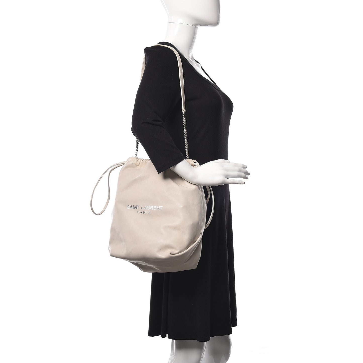 Lambskin Teddy Drawstring Bag Blac Vintage