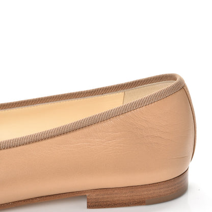 Chanel Lambskin Cap Toe CC Ballerina Flats 37.5 Dark Beige 9 of 14