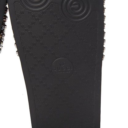 Gucci Calfskin Crystal Embellished Web Slide Sandals 37 Blue Red 6 of 7