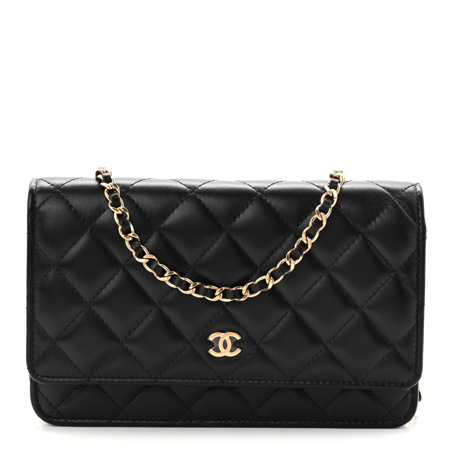 Chanel Lambskin Quilted Wallet On Chain WOC Black 1 of 12