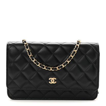 Chanel Lambskin Quilted Wallet On Chain WOC Black 1 of 12