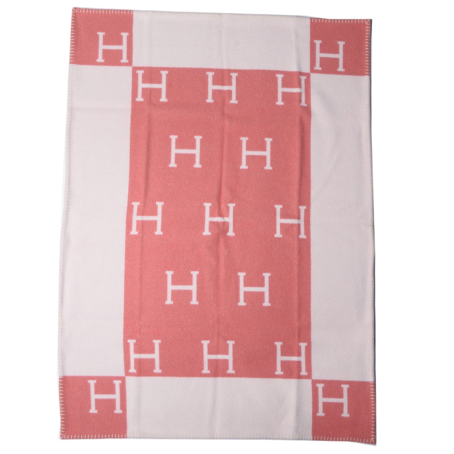 Wool Cashmere Avalon Baby Blanket Rose Airelle White