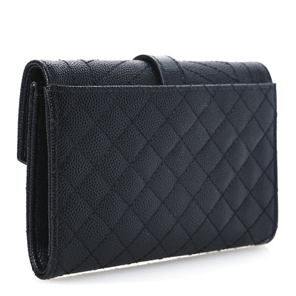 Saint Laurent Grain De Poudre Textured Mixed Matelasse Triquilt Small Monogram Envelope Wallet Black 3 of 8
