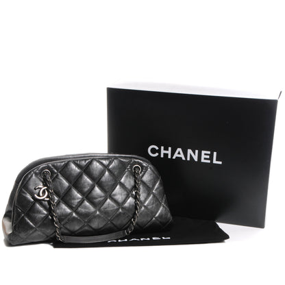 Chanel Aged Calfskin Medium Just Mademoiselle Metallic Grey 4 of 9
