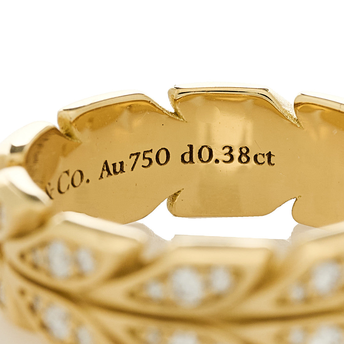 18K Yellow Gold Diamond Victoria Vine Band Ring 51 5.75