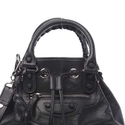 Balenciaga Matte Goatskin Rubber Covered Classic Hardware Mini Pompon Black 8 of 10