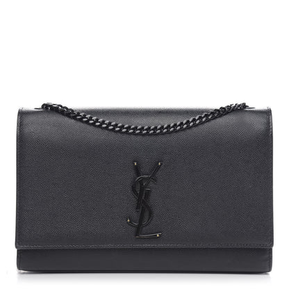Saint Laurent Grain De Poudre Medium Classic Monogram Kate Satchel Black 1 of 12