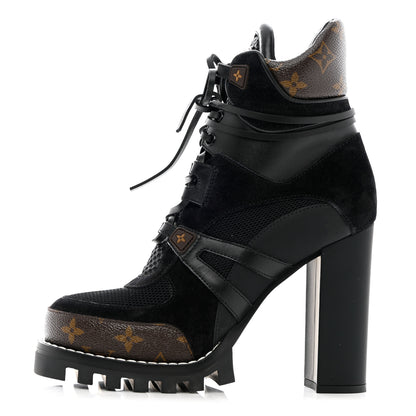 Louis Vuitton Suede Calfskin Monogram Star Trail Ankle Boots 40 Black 1 of 7