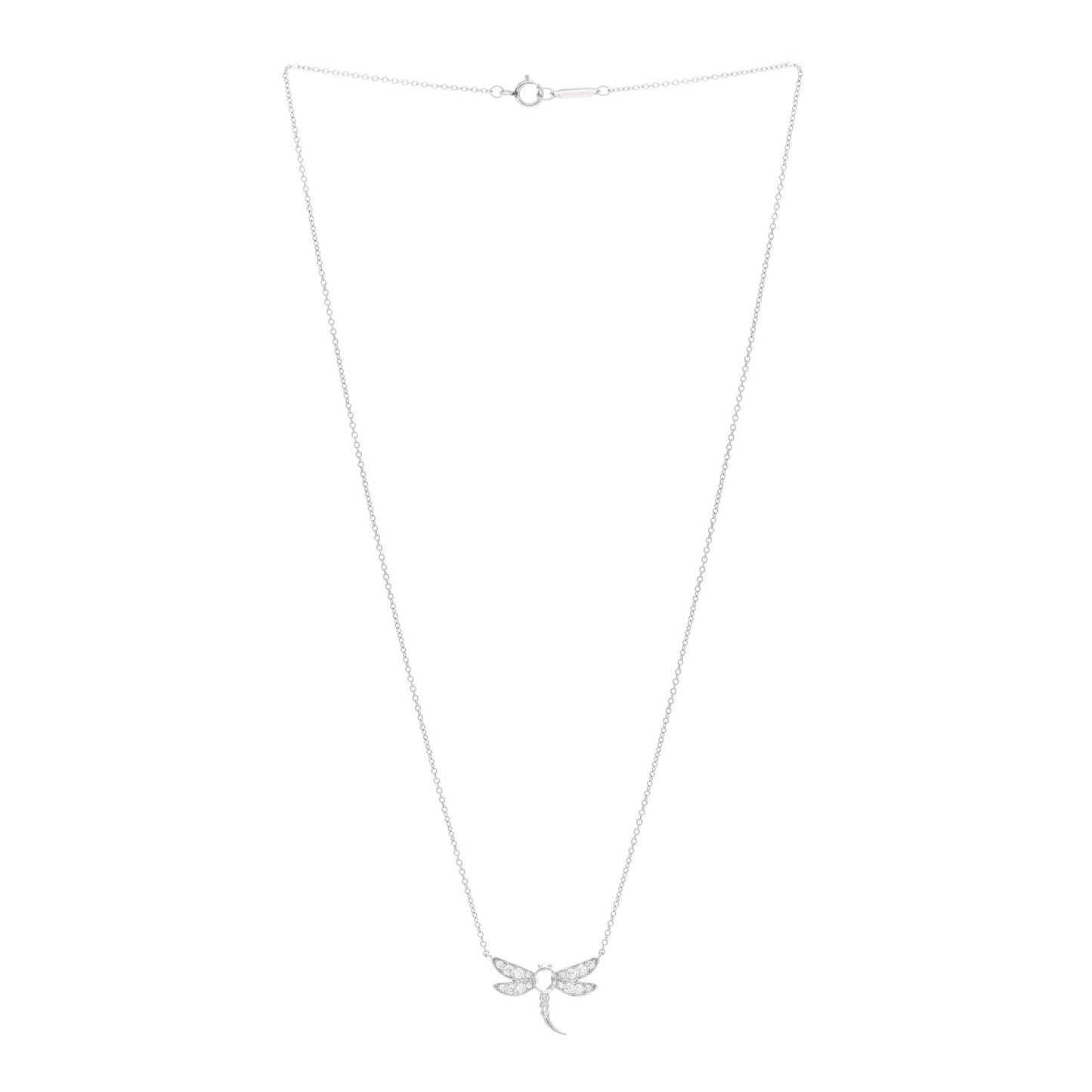 Platinum Diamond Enchant Dragonfly Pendant Necklace