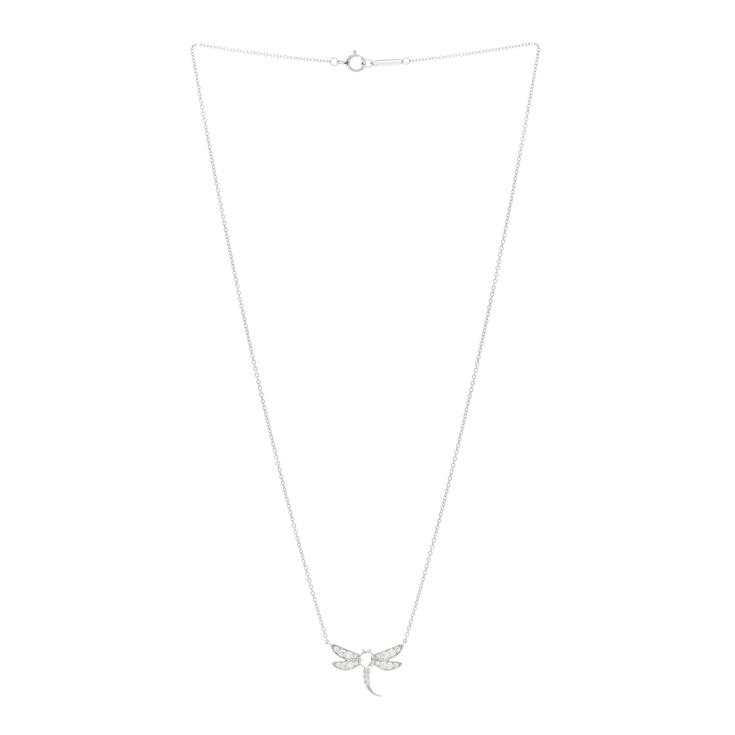 Tiffany Platinum Diamond Enchant Dragonfly Pendant Necklace 3 of 6