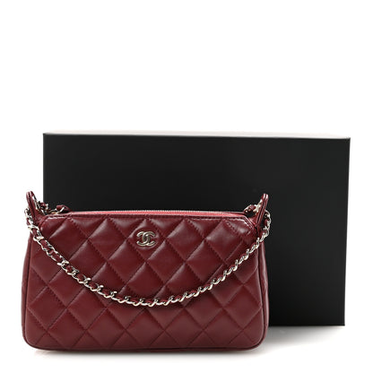 Chanel Lambskin Quilted Clutch With Chain Burgundy 11 of 11