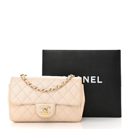 Chanel Pearly Caviar Quilted Mini Rectangular Flap Beige 26 of 26