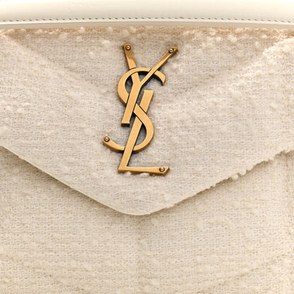 Saint Laurent Boucle Tweed Quilted Small Loulou Puffer Monogram Chain Satchel Crema Soft 8 of 10