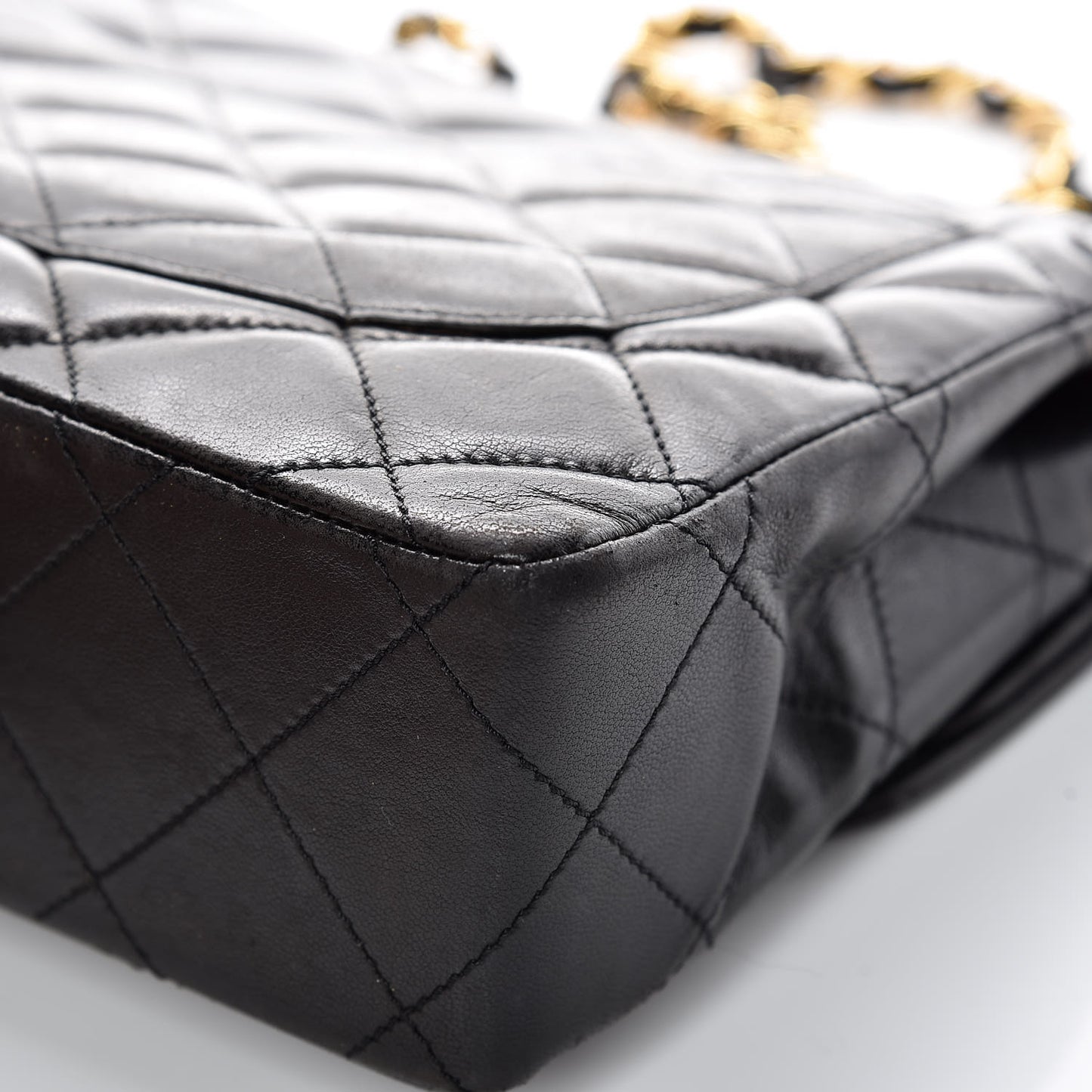 Lambskin Quilted Medium Double Flap Black