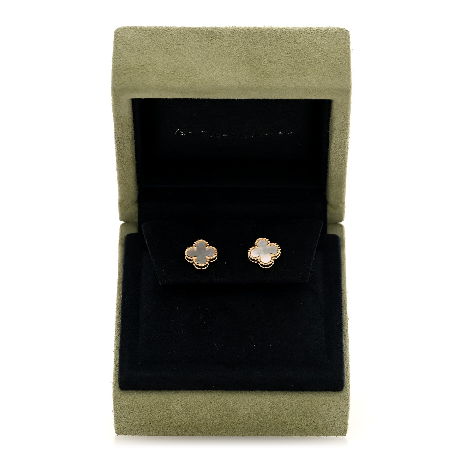 Van Cleef & Arpels 18K Yellow Gold Mother of Pearl Sweet Alhambra Earrings 5 of 5