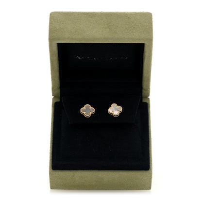 Van Cleef & Arpels 18K Yellow Gold Mother of Pearl Sweet Alhambra Earrings 5 of 5