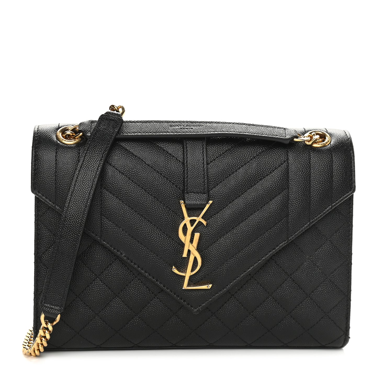 Grain De Poudre Textured Mixed Matelasse Triquilt Medium Monogram Satchel Black