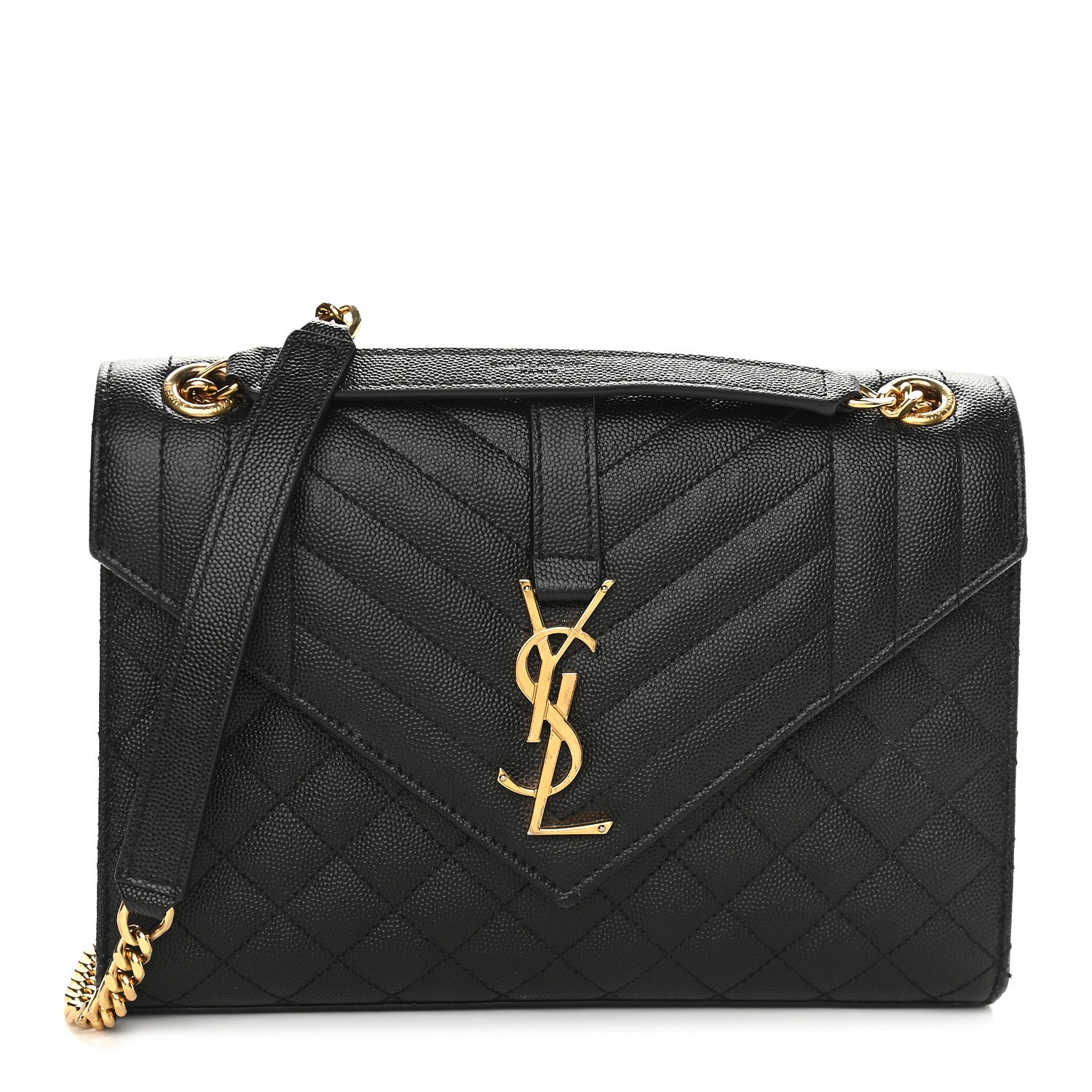 Saint Laurent Grain De Poudre Textured Mixed Matelasse Triquilt Medium Monogram Satchel Black 1 of 10