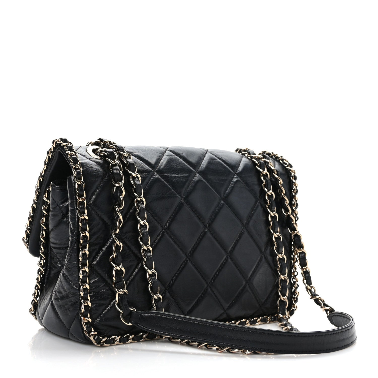Chanel Crumpled Calfskin Medium Chain All Over Flap Black 3 of 9