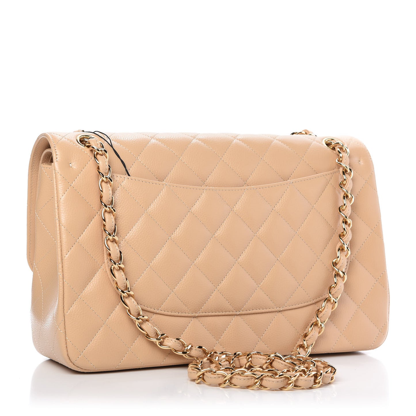 Caviar Quilted Jumbo Double Flap Beige Clair