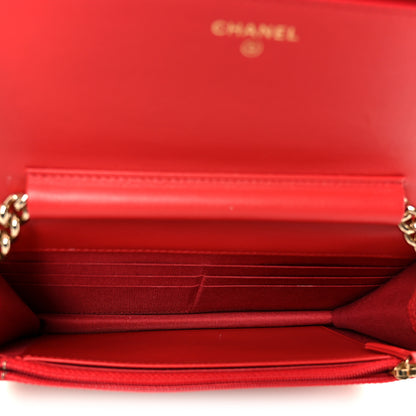 Chanel Caviar Quilted Boy Wallet On Chain WOC Red 5 of 11