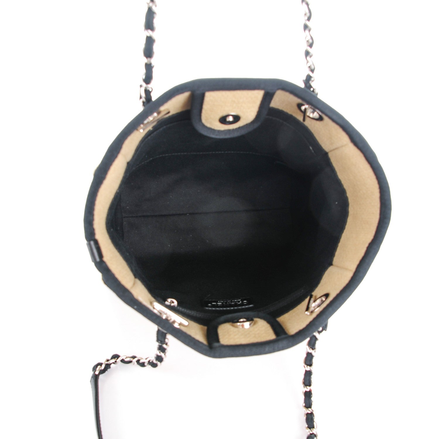 Chanel Canvas Mini Deauville Tote Beige Black 5 of 7