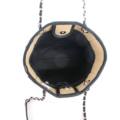 Chanel Canvas Mini Deauville Tote Beige Black 5 of 7