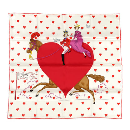 Hermes Silk Tea Time Scarf 70 White Framboise Rouge 1 of 6