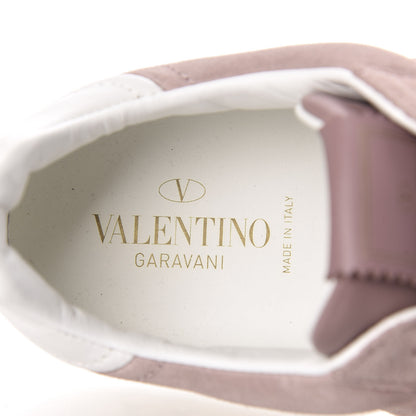 Valentino Garavani Suede Calfskin Mens Rockstud Flycrew Sneakers 41.5 Pink White 6 of 7