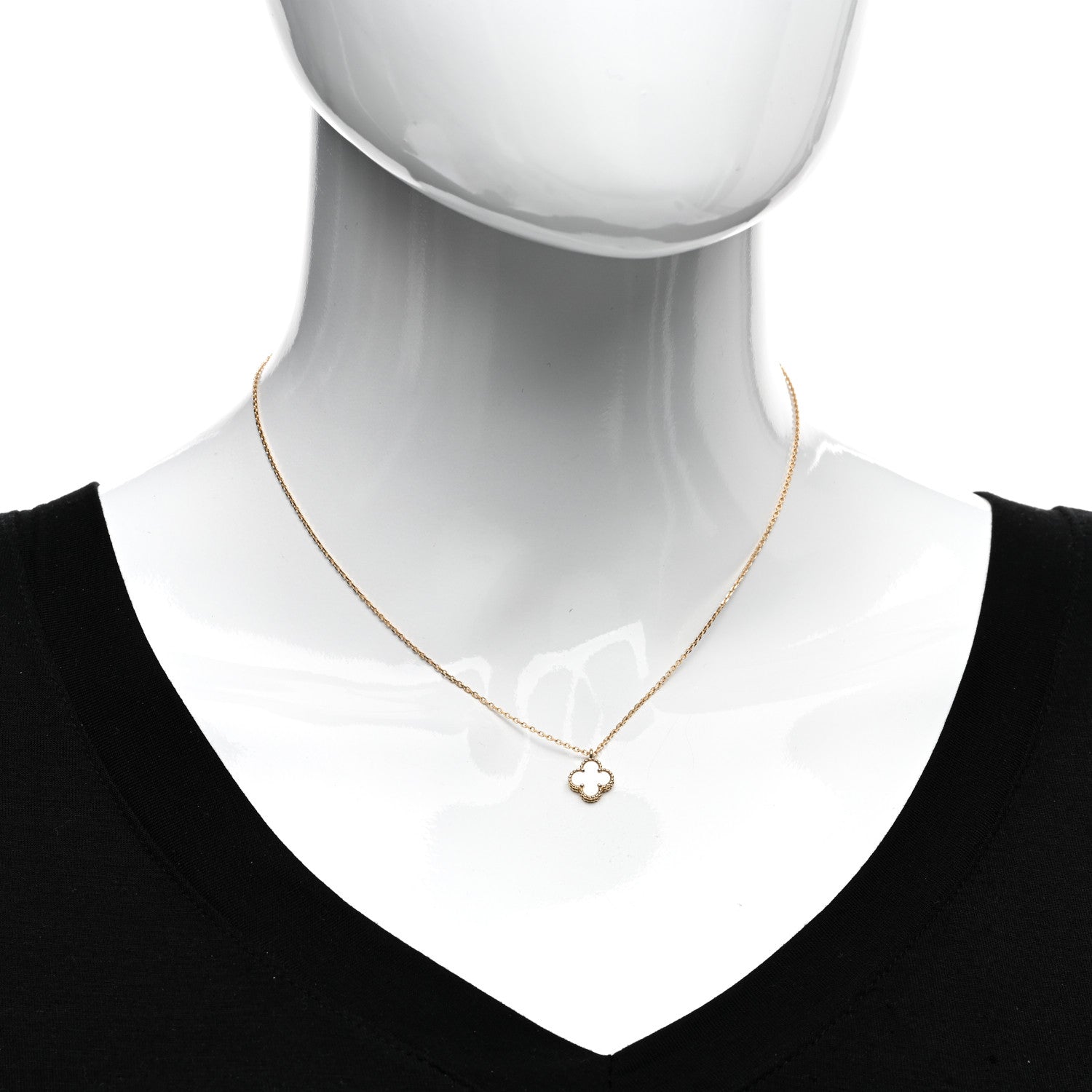 Van Cleef & Arpels 18K Yellow Gold Mother of Pearl Sweet Alhambra Pendant Necklace 2 of 5