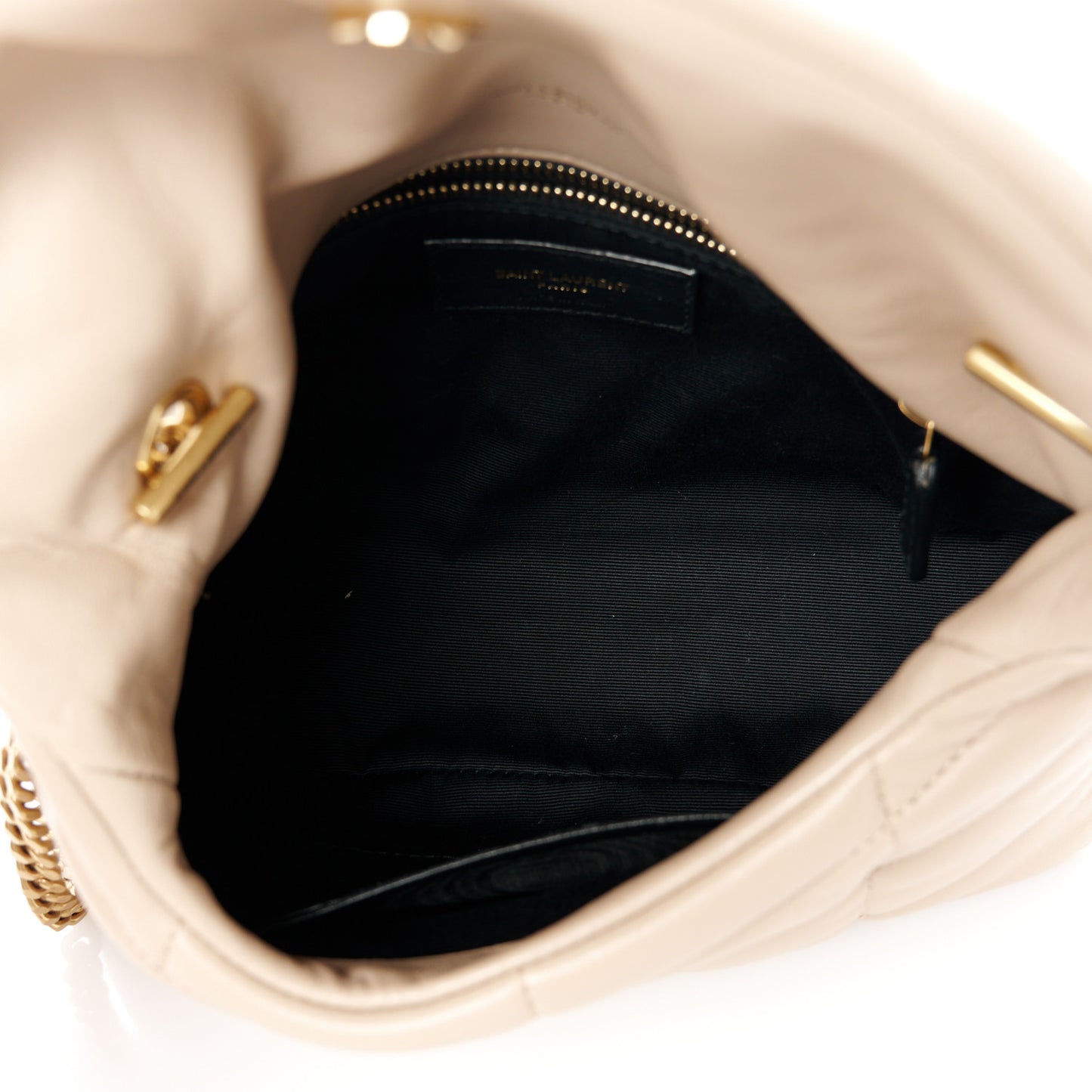 Lambskin Quilted Toy Loulou Puffer Monogram Chain Satchel Dark Beige