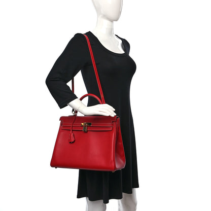 Hermes Epsom Candy Kelly Retourne 35 Rouge Casaque Bleu Thalassa 2 of 10