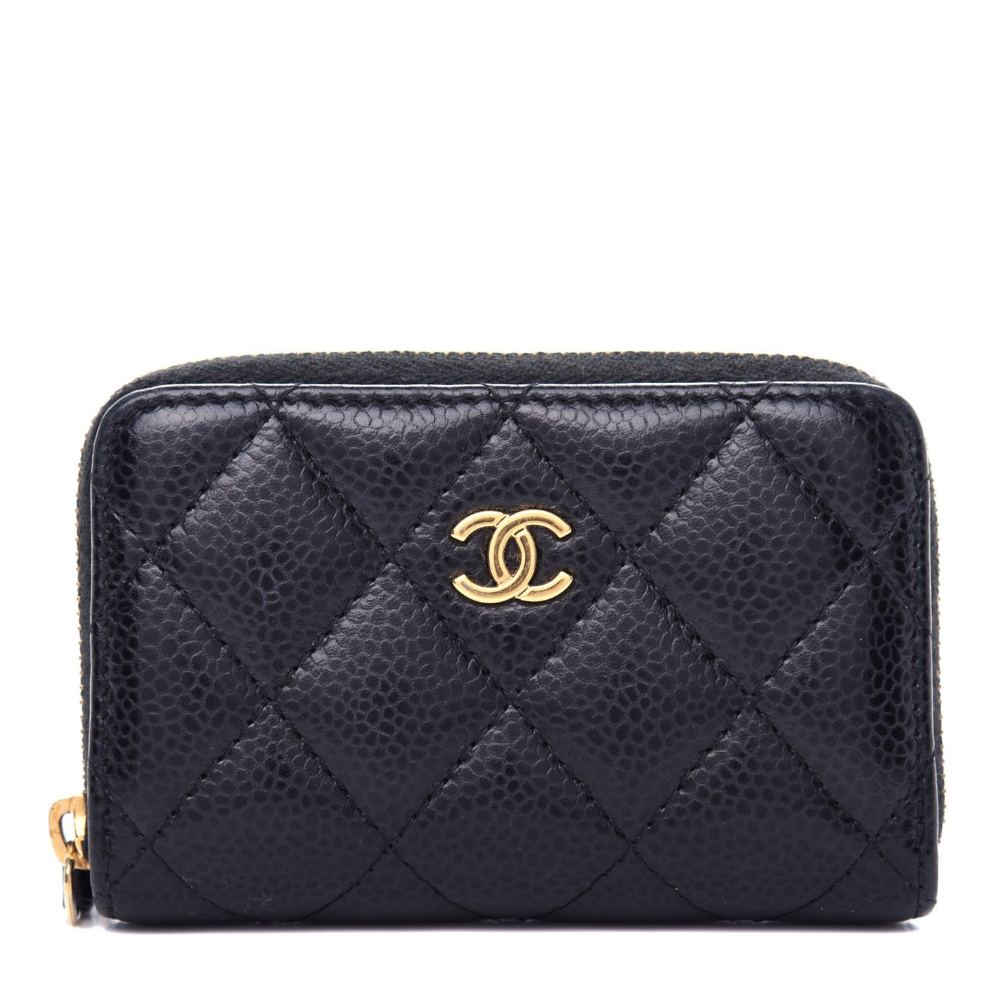 Caviar Quilted Zip Coin Purse Black