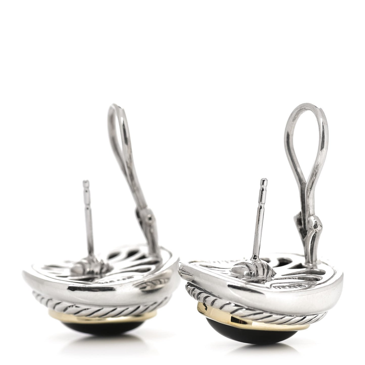 Sterling Silver 14K Yellow Gold Black Onyx 11mm Albion Earrings