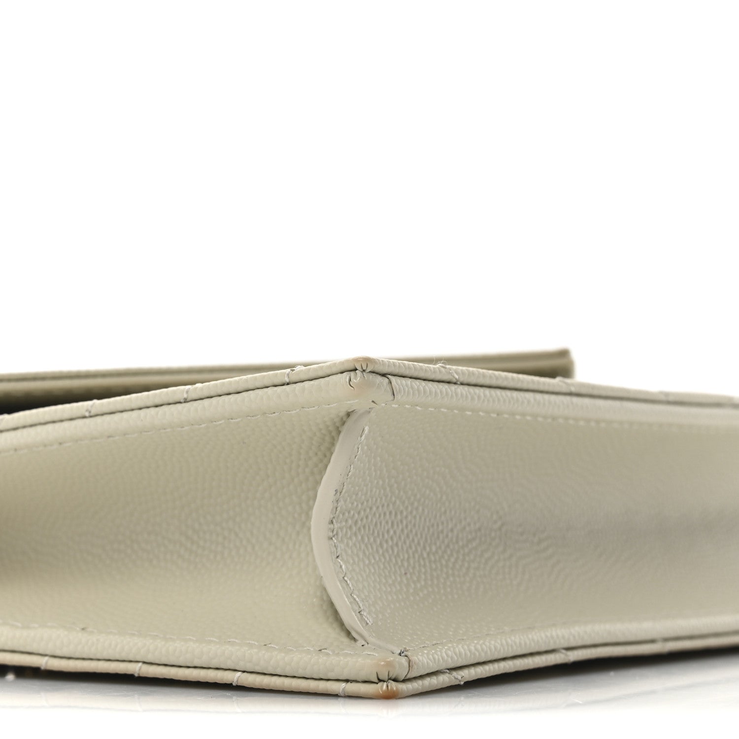Saint Laurent Grain De Poudre Matelasse Chevron Monogram Envelope Chain Wallet Optical White 9 of 10