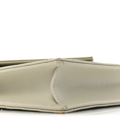 Saint Laurent Grain De Poudre Matelasse Chevron Monogram Envelope Chain Wallet Optical White 9 of 10
