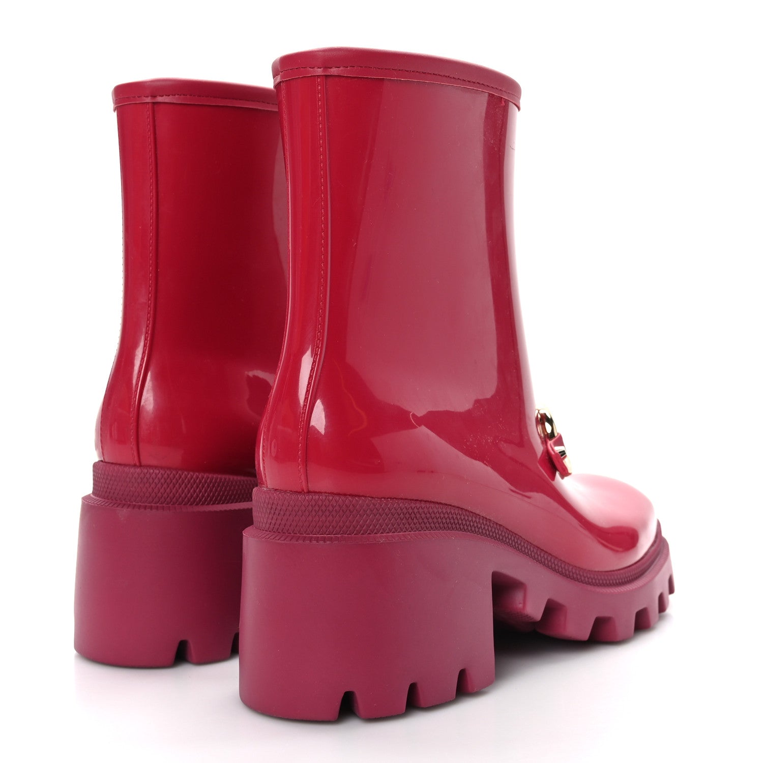 Gucci Rubber Womens Horsebit Ankle Boots 37 Petunia 4 of 7