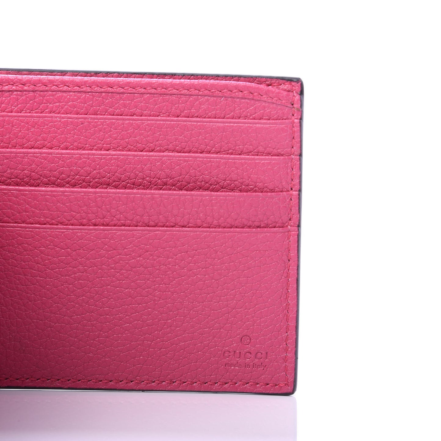 Grained Calfskin Logo Bi-Fold Wallet Box Pink Green