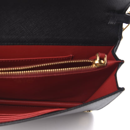 Prada Saffiano Lux Monochrome Chain Wallet Black 5 of 10