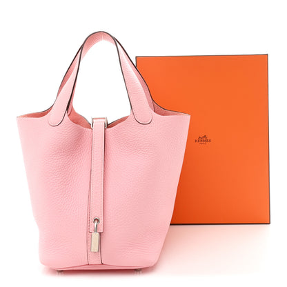 Hermes Taurillon Clemence Picotin Lock 18 PM Rose Sakura 11 of 11